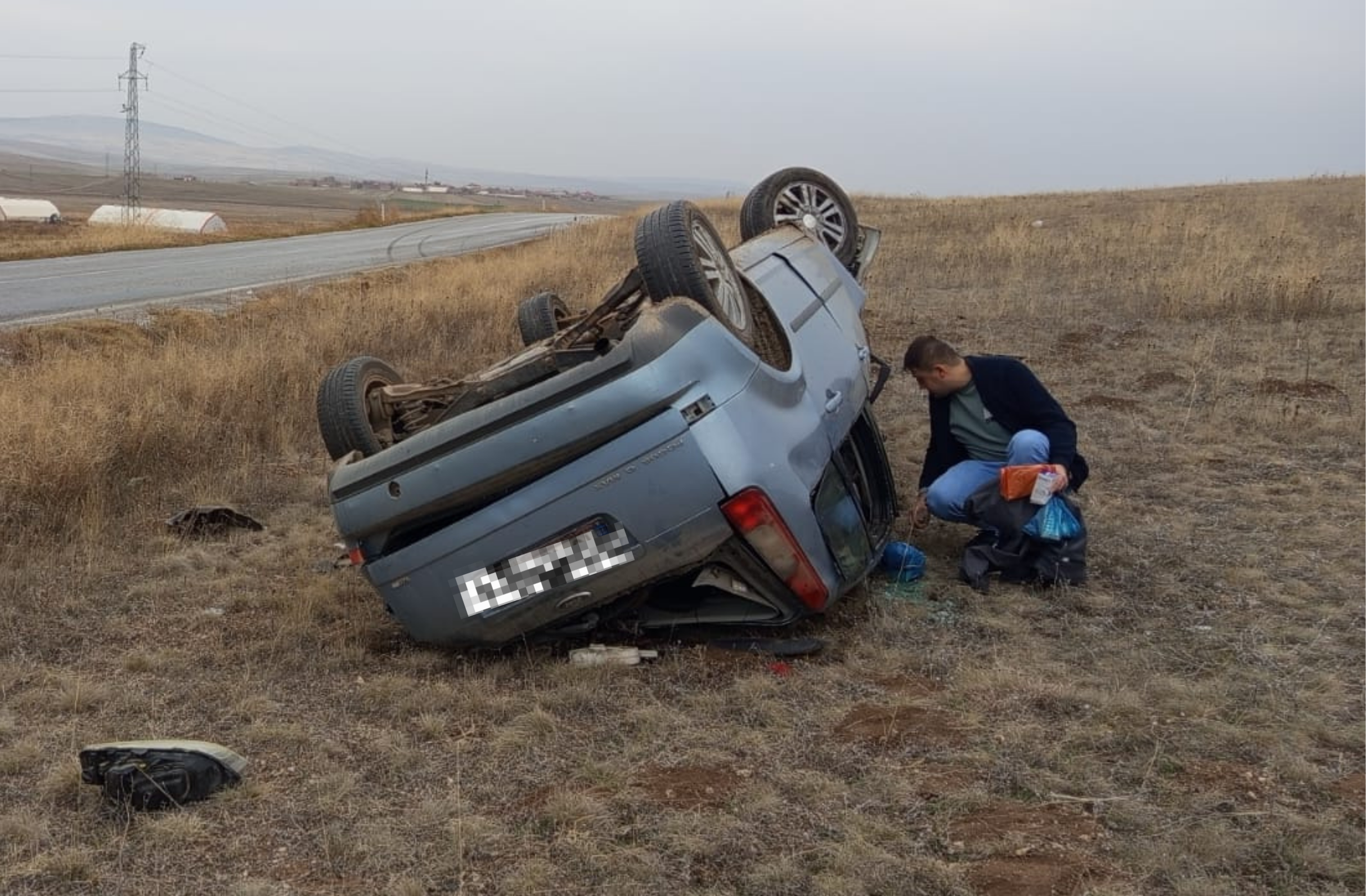 Alaca da tek taraflı trafik kazası: 1 yaralı